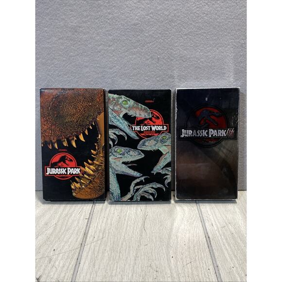 Lot of 3 Jurassic Park Movies Trilogy Set 1-3 VHS The Lost World Dinosaurs - Picture 1 of 10